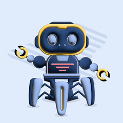 Robot assistant, online consultant. 3d illustration.