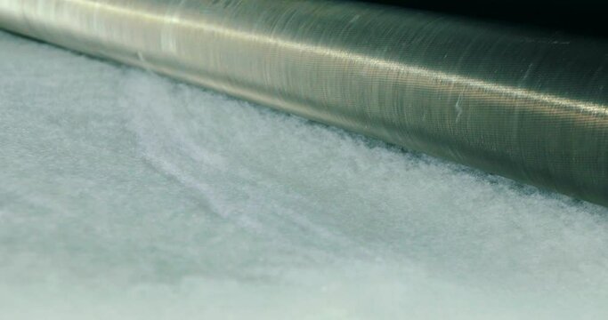 Sintepon production factory. Syntepon manufacturing process. Sintepon production.