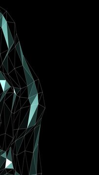 Polygonal mesh background in high contrast colors inspired by 80s and 90s footage. Futuristic backdrop blur vintage with polygons 3d. Lowpoly abstract geometric digital landscape. RGB distorsion noise