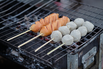 Grilled meatballs street food, fast food. Easy to find everywhere