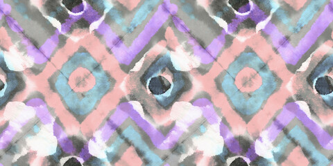 Bright Seamless Dyed . Repeated Tie Dye Repeat Backdrop. Seamless Abstract Colorful Tie Dye Effect Illustration. Repeated Textured Rainbow Tie Dye Cloth Texture.