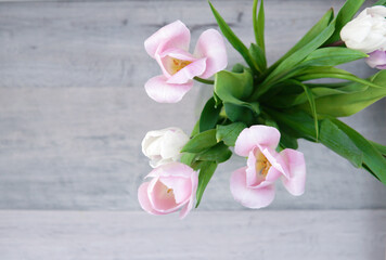 Three pink flowers on a white background. For note. Lay out