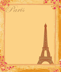 Fototapeta na wymiar Eiffel tower artistic grunge frame