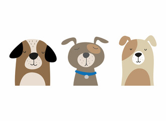 Dogs. Set of 3 fun vector illustrations