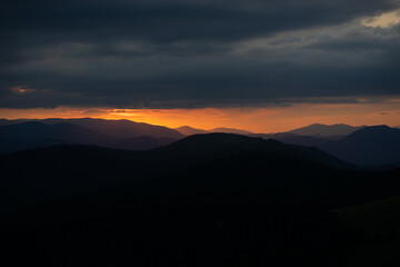 sunset in the mountains Ukraine Carpathians