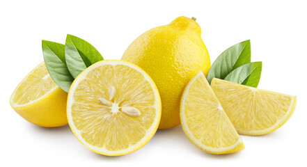 Delicious lemons, isolated on white background