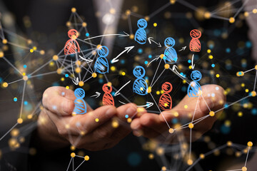 Global network. Blockchain. 3D illustration. Neural networks and artificial intelligence. Abstract