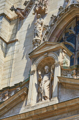 Fototapeta na wymiar Architectural fragment of Saint-Nizier church in the city center, Lyon, France
