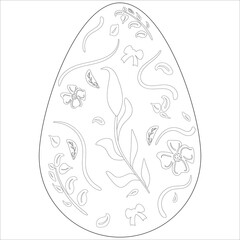 Easter egg in White and Black outline style.