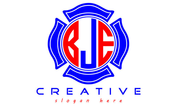 BJE three letters circle monogram initial geometric curves logo design