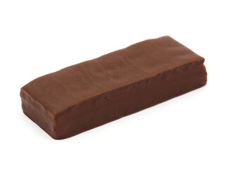Chocolate cake bar isolated on white background