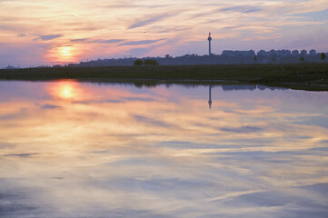 Sunset reflexion on Danube river