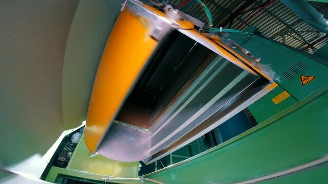 Production of non-woven materials. Holofiber. Holofiber production. Holofiber at a nonwovens factory.