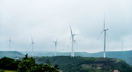 Windmills for electric power production on mountain