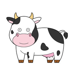 Cute cartoon vector illustration of a cow