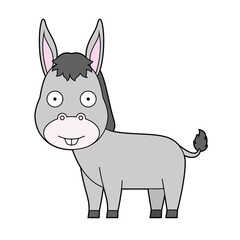 Cute cartoon vector illustration of a donkey