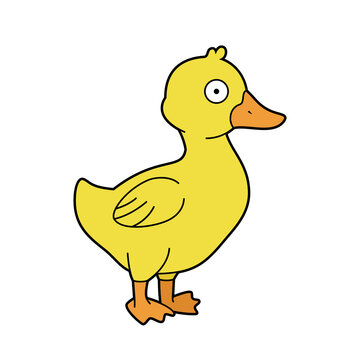 Cute cartoon vector illustration of a duckling