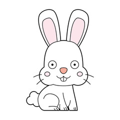 Cute cartoon vector illustration of a white rabbit