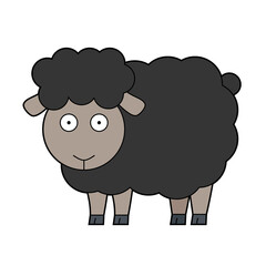 Cute cartoon vector illustration of a black sheep
