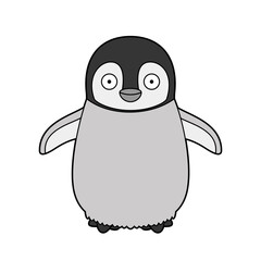 Cute cartoon vector illustration of a baby penguin