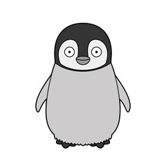 Cute cartoon vector illustration of a baby penguin