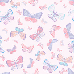Pastel butterfly seamless repeat pattern design