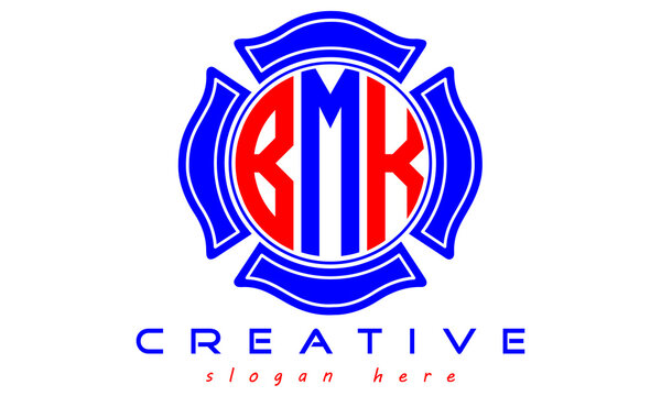 BMK three letters circle monogram initial geometric curves logo design