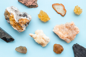Crystal mineral stones texture - set of shiny gemstone