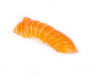 Nigiri sushi roll pieces with salmon. traditional Japanese cuisine,
