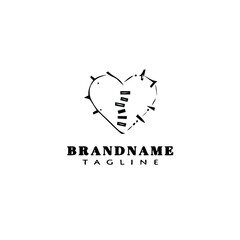 love logo icon cartoon design template black isolated cute illustration