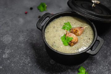 Keto cream of mushroom soup. Space for text.
