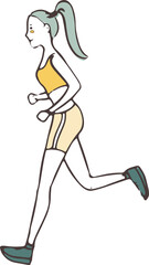 Woman Jogging Colored Illustration