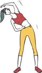 Woman Doing Sports Exercises Colored Illustration