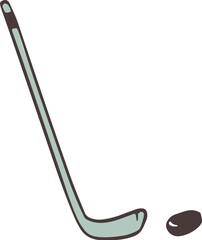 Stick and Puck Colored Illustration