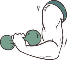 Muscular Arm with Dumbbells Colored Illustration