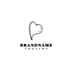 love logo icon cartoon design template black isolated cute illustration