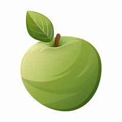 Green apple with leaf. Vector image of useful fruits, vitamins, proper dietary or vegetarian food.