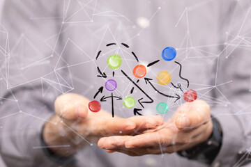 Abstract technology group and data 3d