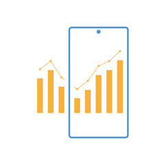 Computer and smartphone screen Illustration With Financial Charts and Graphs Screen