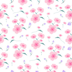 Fototapeta na wymiar Pink Flower pattern. Seamless pattern. Sweet floral pattern.Spring 