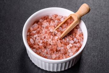 Pink and white large Himalayan salt in a white saucer
