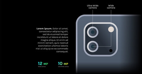 Smartphone camera and technology flat illustration.