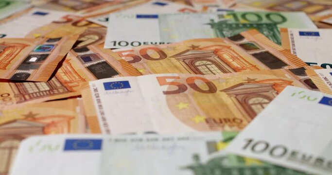 100 and fifty Euro banknotes as Background. Euro Currency one hundred and 50 EUR banknotes