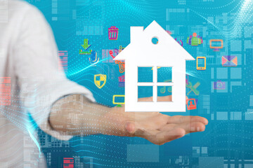 house. data Big data visualization background.Abstract technology