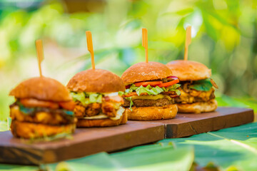 Hamburgers and fries handmade burgers