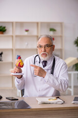 Old male doctor cardiologist working in the clinic