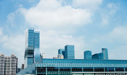 Naklejka premium Modern financial building with facade of glass