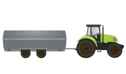 Farmer tractor with tank trailer. vector