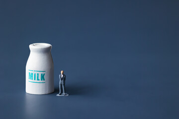 Healthy dairy milk with producer.