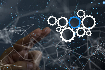 gear system data. Connecting lines and dots.Big data visualization